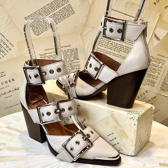 Free People Jeffrey Campbell Hendrix Heels Light Gray Matte Leather - Picture 8 of 10